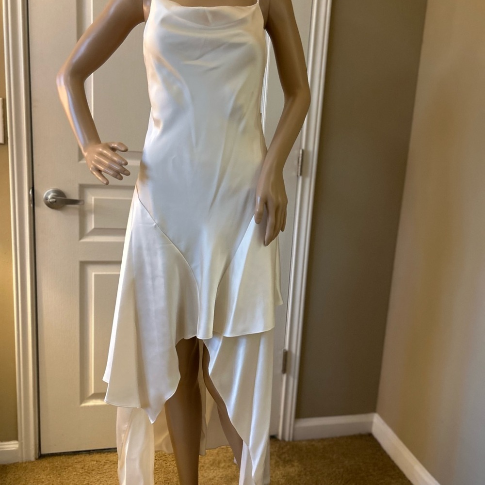 Alice + Olivia Cream Asymmetrical Cowl Neck Sundress